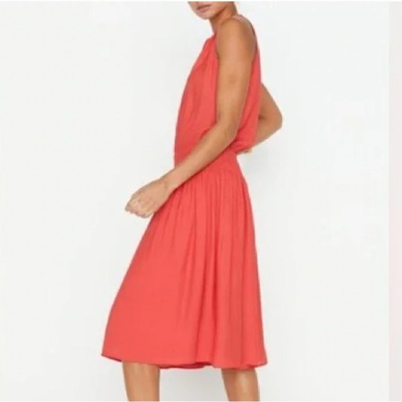 Brochu Walker Francine Boho Sleeveless Dress Smocked Waist Size Small Vermillion - Picture 2 of 13